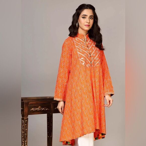 CHINYERE PAKISTANI AUTHENTIC DESIGNER DRESS KURTA
NARANJI CHUNRI - Picture 3 of 8